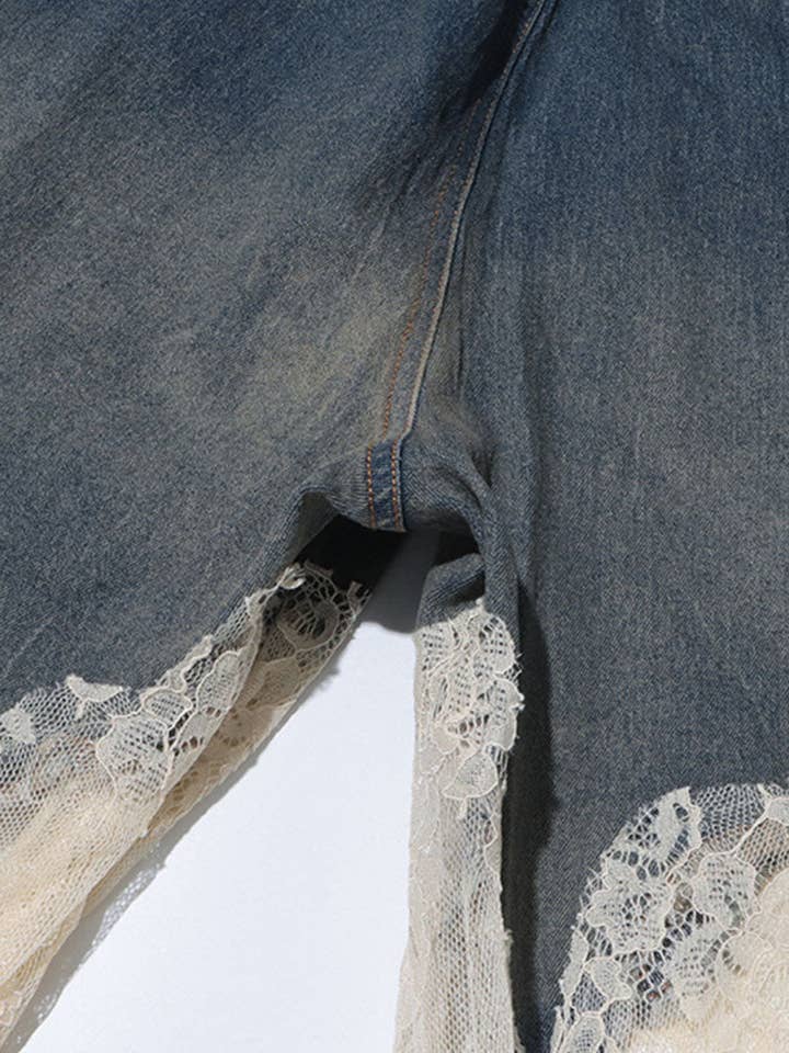 BLUE Lace-Trim Denim Short for wholesale on Faire3