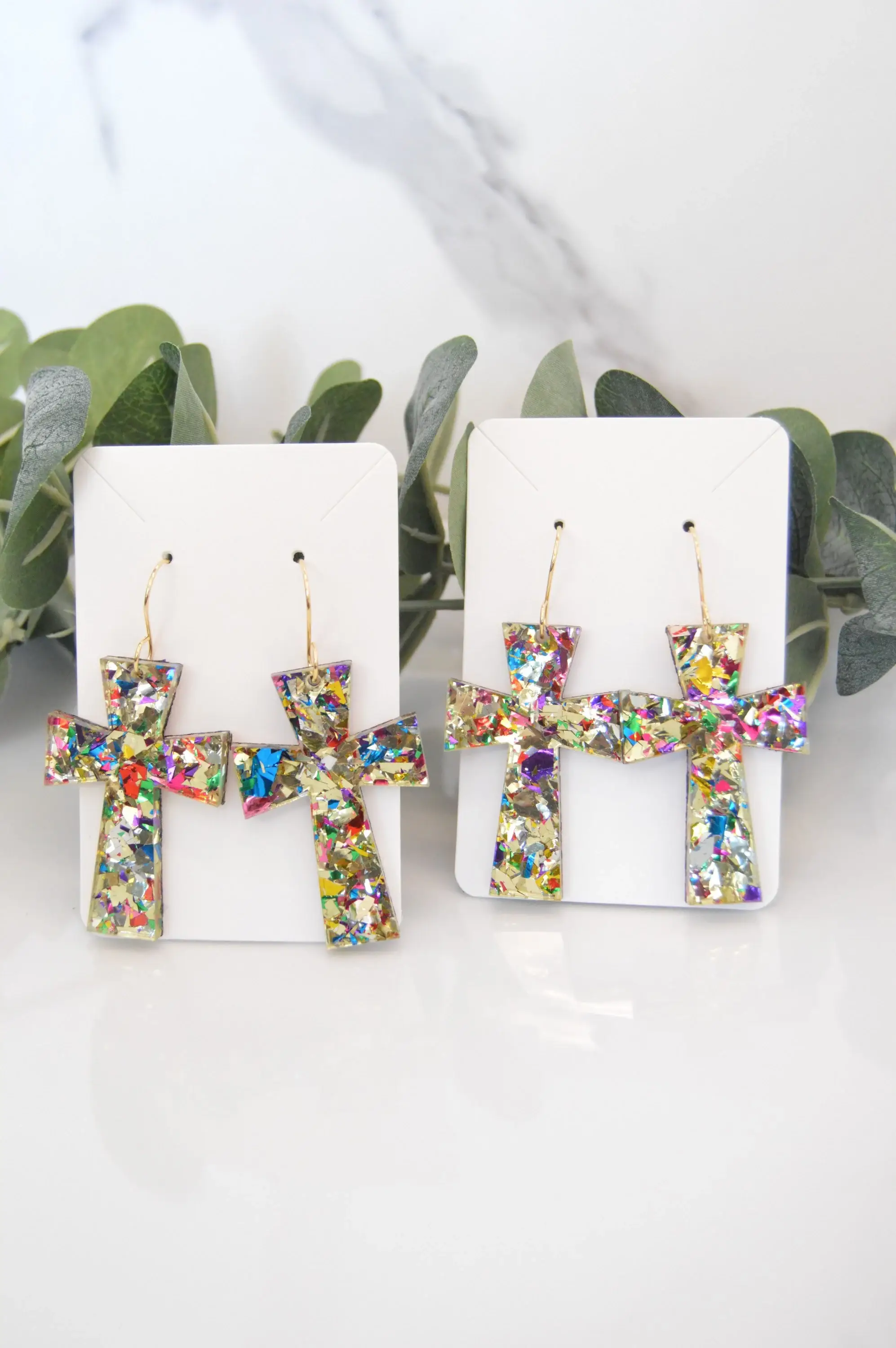 The Adorned Fox – wholesale Dangle earrings – Germanic Cross Confetti Earrings, Gold Confetti Earrings2
