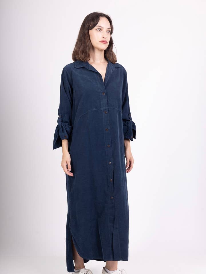 9729 LONG SHIRT IN VELVET FALL WINTER CLOTHING for wholesale by LINEN & COTTON HOUSE
