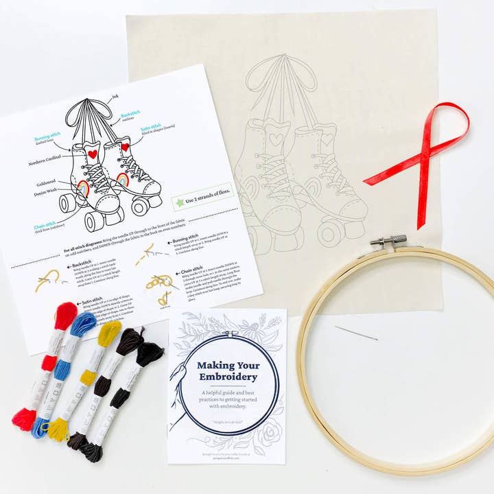 Penguin & Fish – wholesale Material för broderi/korsstygn – Rullskridskor 8" broderi kit2