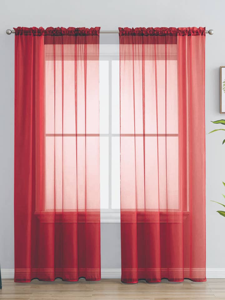Solid Voile Rod Pocket Sheer Curtains for Bedroom Drapes Set of 2 90" Curtains for Bedroom Panels Window Treatment Home Decor 90" for wholesale by Jenin Home Furnishing Inc