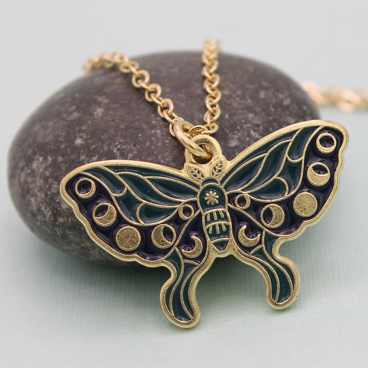Mystical Moth Enamel Celestial Necklace for wholesale by ZAD