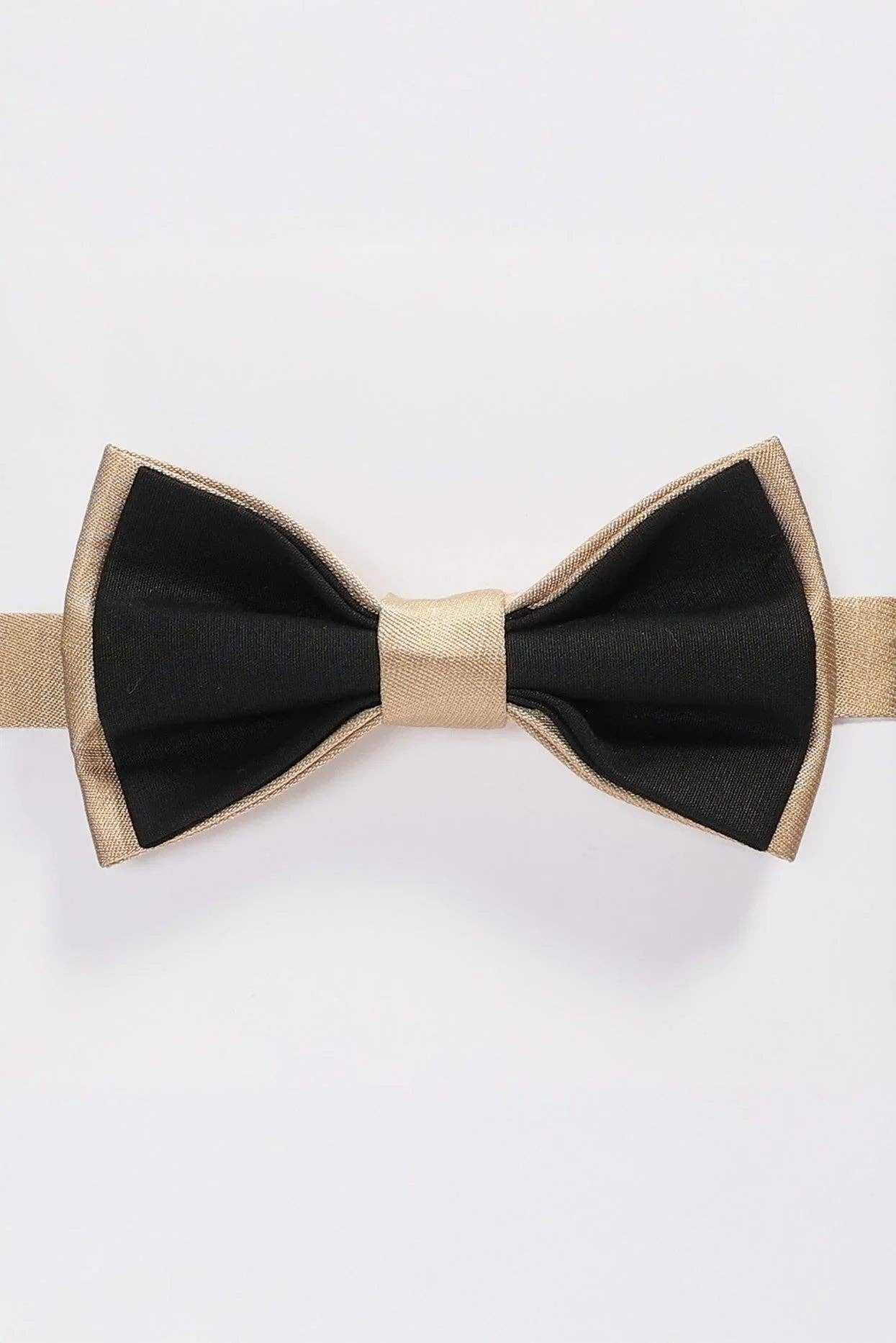 Sateen Pre-Tied Bow Tie - Black Gold for wholesale on Faire0