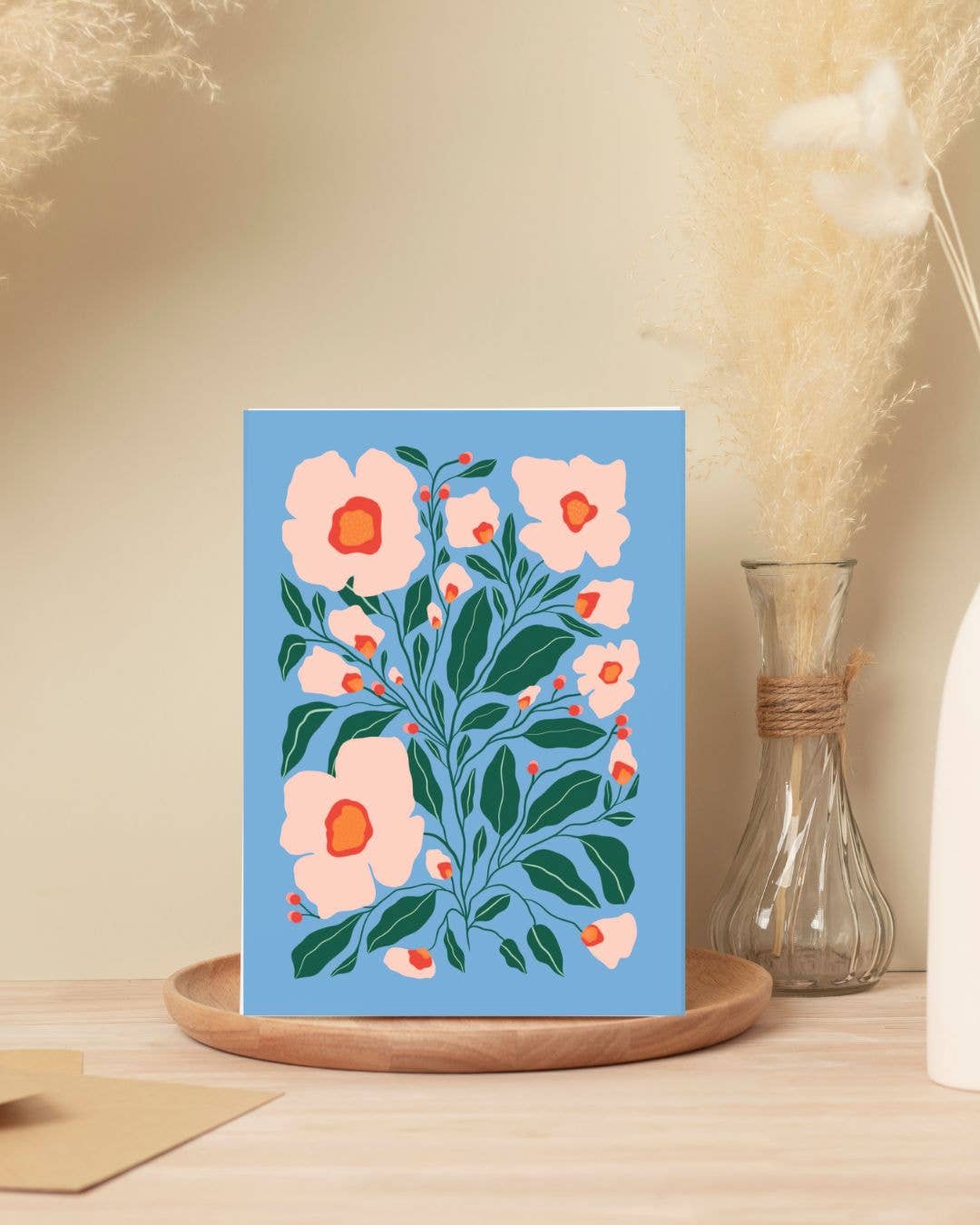 Vivian Sofia Designs - Wholesale Everyday Greeting Card - Everyday Greeting Card - White Blooms on Light Blue