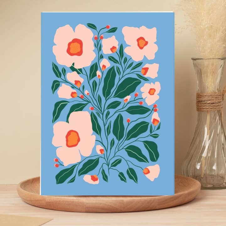 Vivian Sofia Designs - Wholesale Everyday Greeting Card - Everyday Greeting Card - White Blooms on Light Blue0