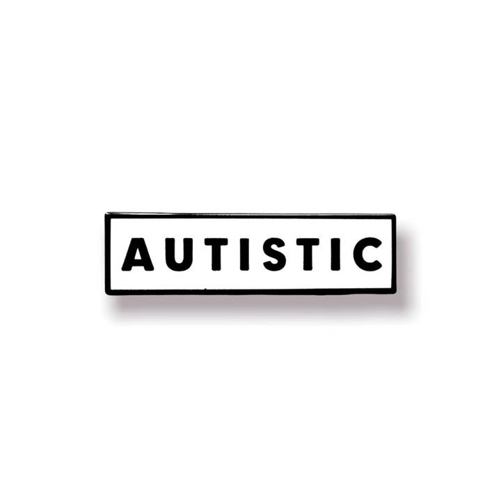 Retrophiliac - Wholesale Lapel Pin/Button - Autistic Identity Enamel Pin Black White Rectangle Autism