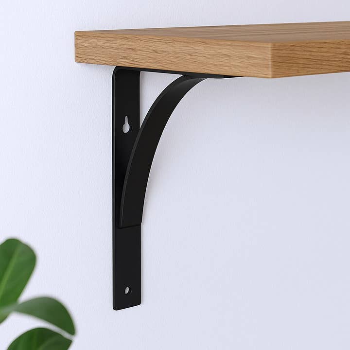 Juego de 2 soportes de estante de metal negro curvado de 8" para montaje en pared para venta al por mayor de HomeRoots