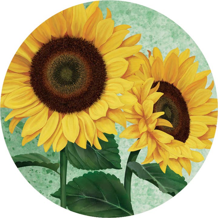 Sous-verre rond « Nature Sunflower » pour voiture — Emballé pour la vente par Gift & Garden by Carson