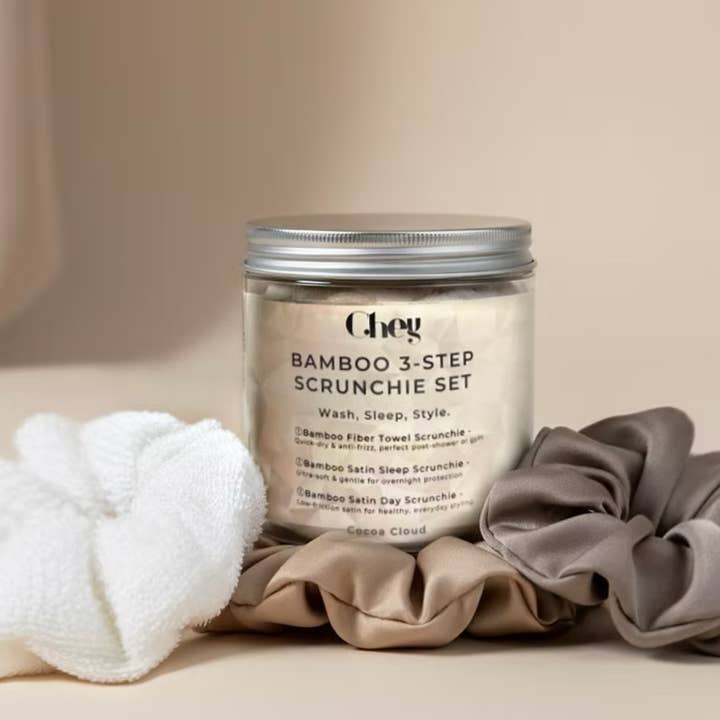 Bamboe 3-staps Scrunchie Pot voor wholesale door Chey Haircare