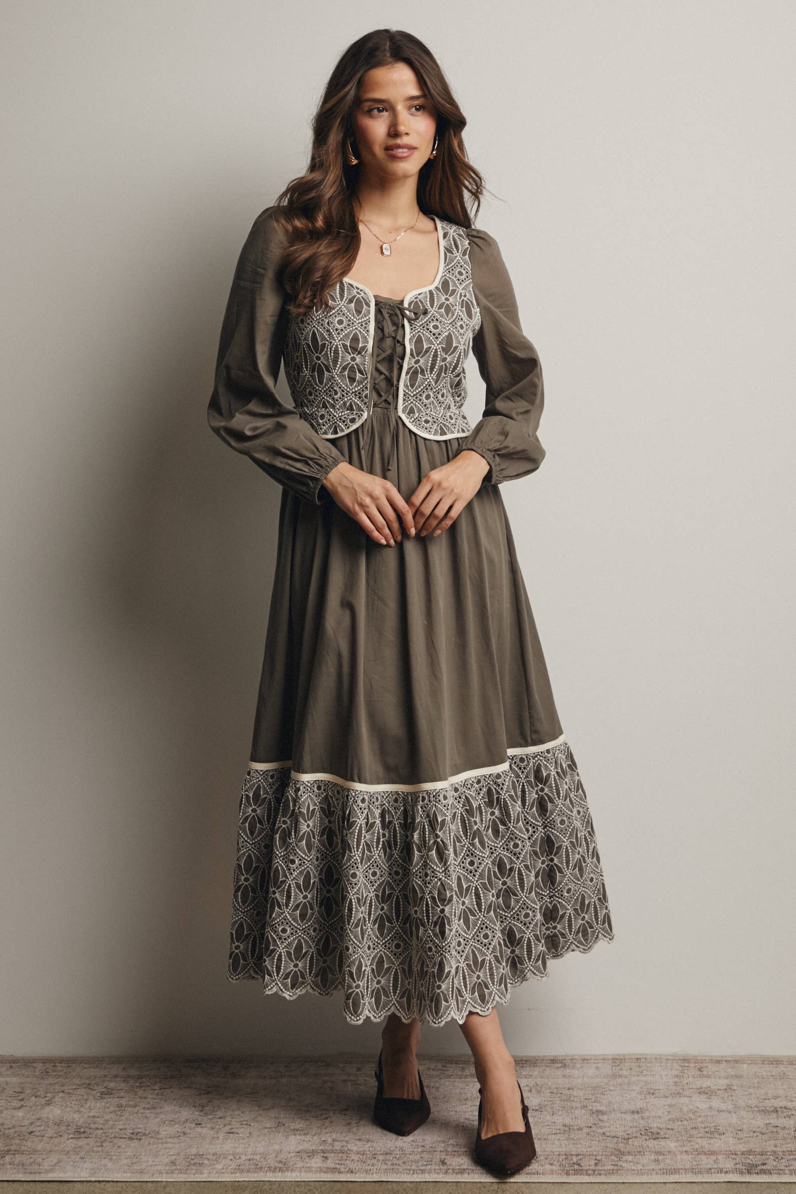 Forte - Wholesale Jurk - Dames - Maxi-jurk met geborduurd lijfje FD002011