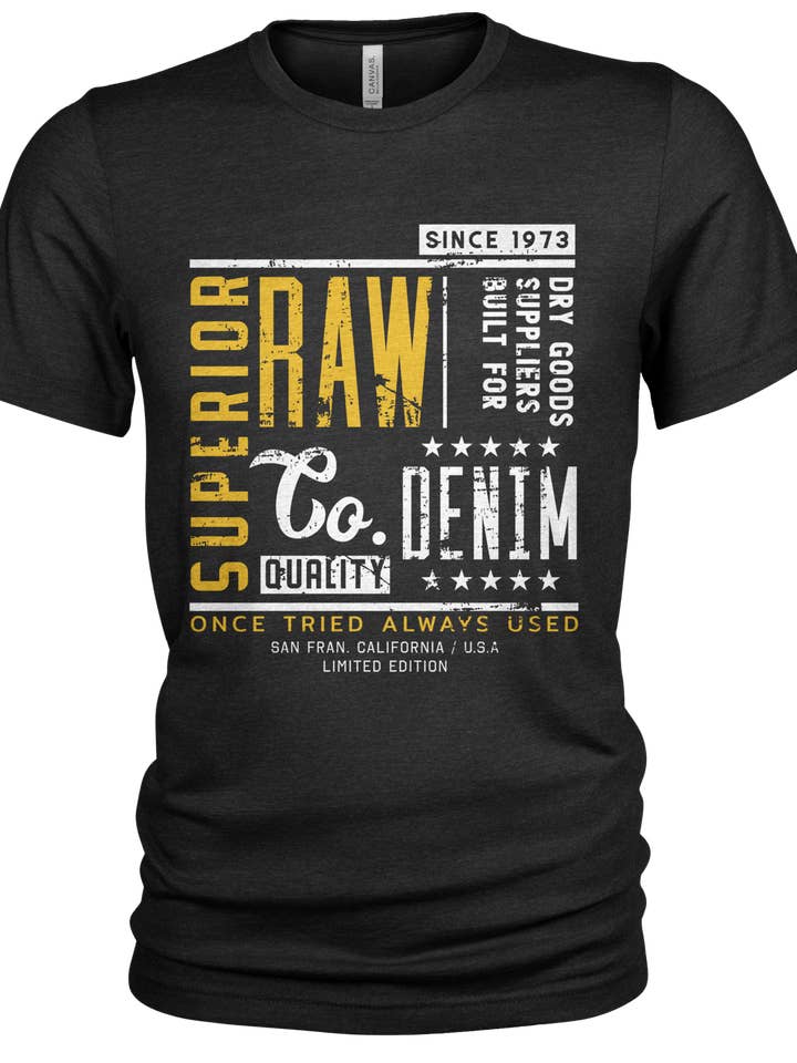 Raw Denim Black Organic Cotton T Shirt for Men for wholesale by Union Made Raw Denim