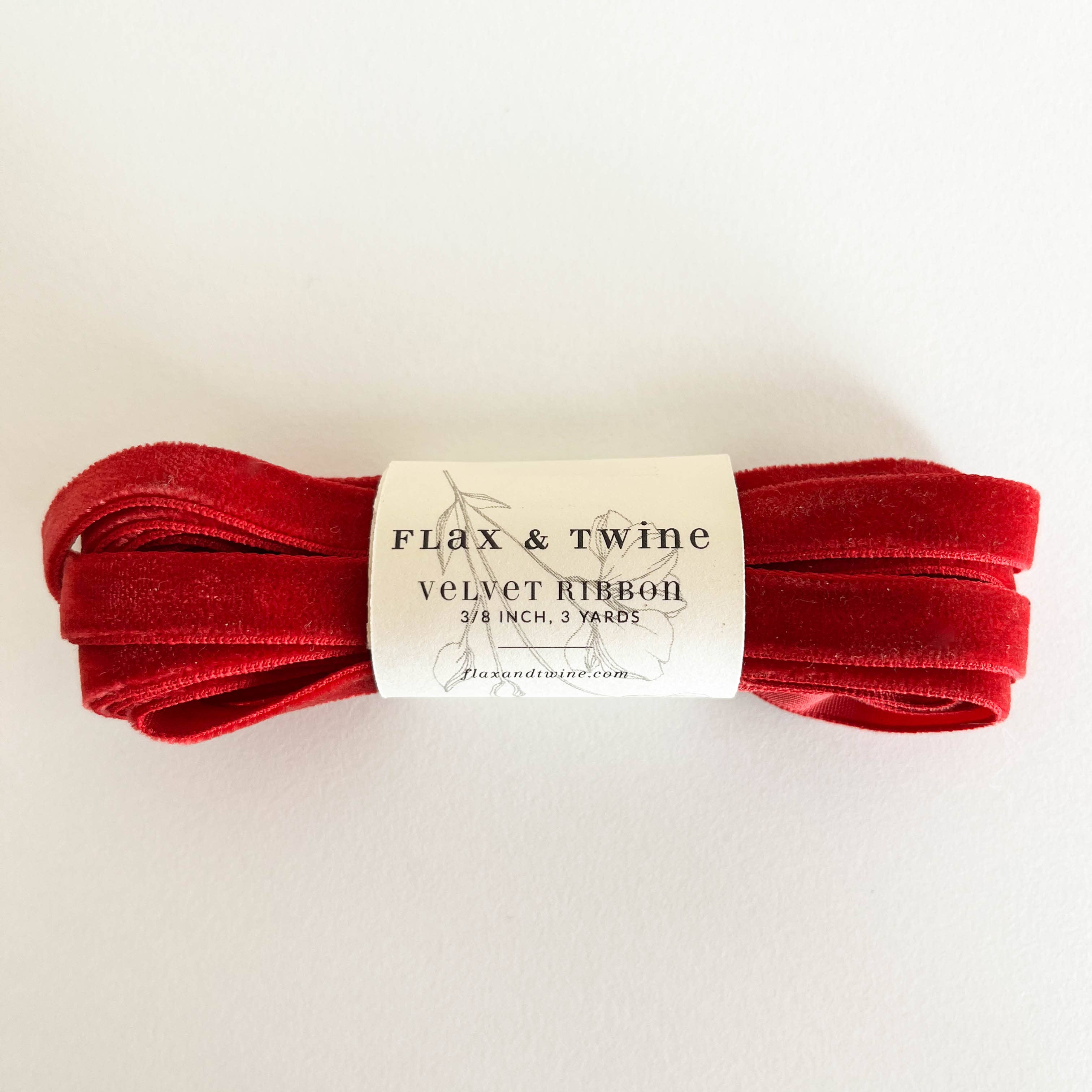 Flax & Twine – wholesale Ribbon – Gift wrapping – Flax & Twine 3/8" Velvet Ribbon - 3 Yards5