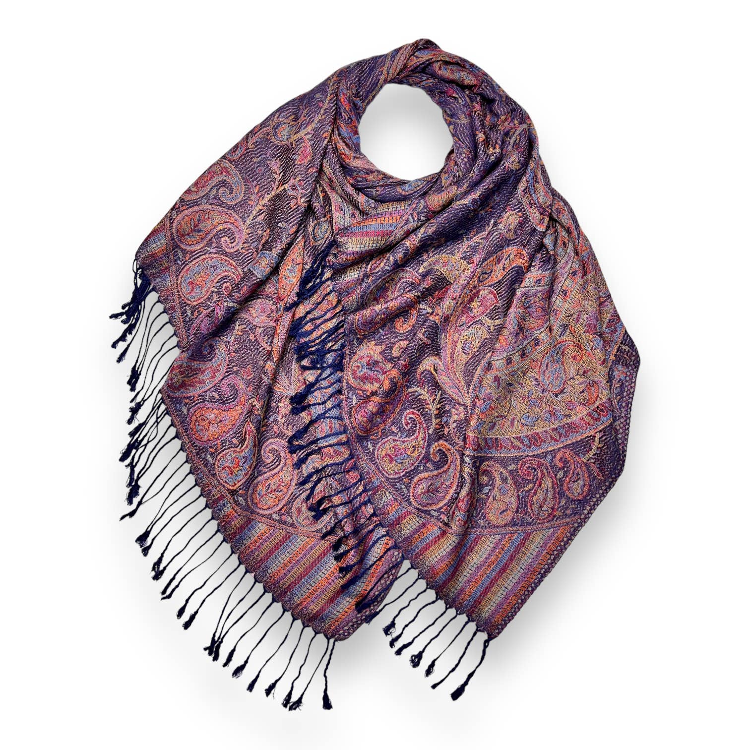 London Scarves - Vendita all'ingrosso Sciarpa - Donna - Pashmina jacquard con stampa paisley e frange12