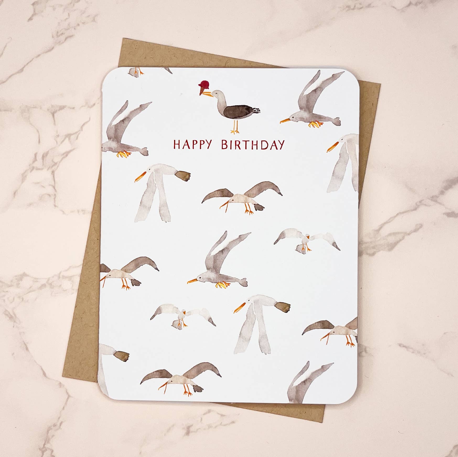 Paper Loop | Hand-Painted Greeting Cards - Wholesale Birthday Card - Flying Seagulls Birthday Card2