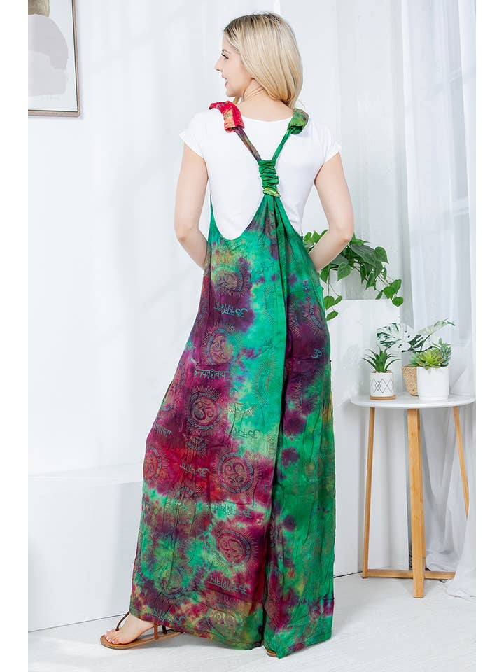 Assorted Colors WOMENS CLOTHING-RAYON TIE-DIE OVERALL (TH-1893) for wholesale on Faire