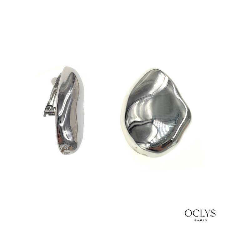 Oclys - Wholesale Clip-On Earrings - Oriane stainless steel oval clip-on earrings1