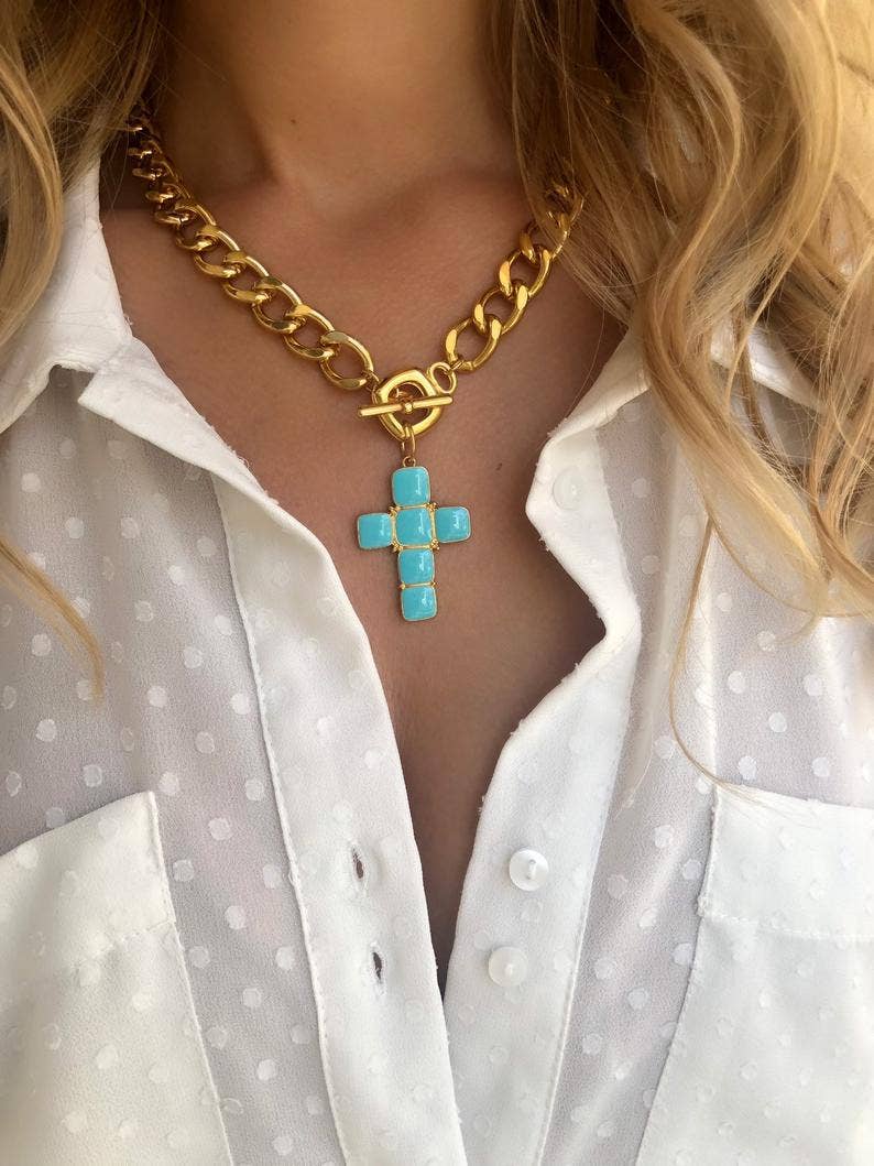 Christina Christi - Wholesale Pendant/Charm Necklace - Gold Cross Necklace, Gold Chain, Cross Necklace2