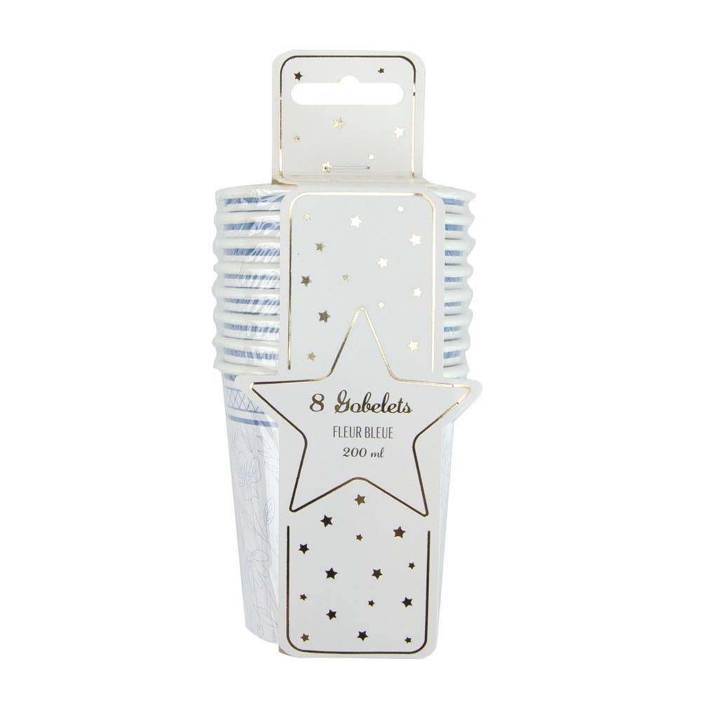 Tim&Puce Factory - Wholesale Disposable Cup - 200ML BLUE FLOWER CUPS X 81