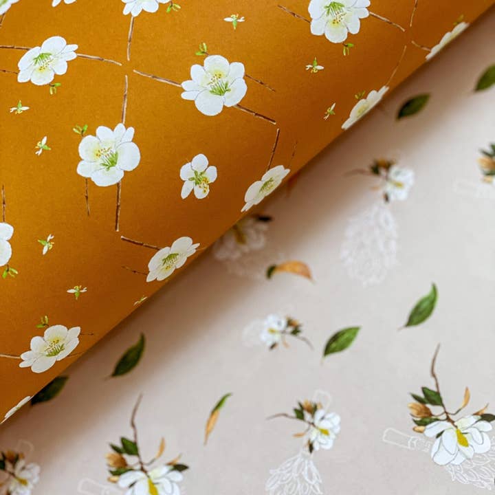 re:mused studio - Wholesale Flat wrap - Blossoms Gift Wrap Sheet – Double Sided5