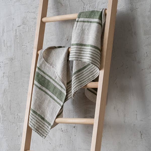 LinenMe - Wholesale Hand towel - Set of 2 Linen Hand or Tea Towels Forest Green Provence3