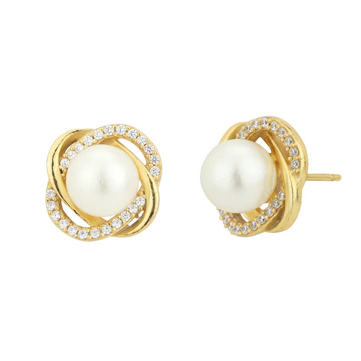 Carlton London Beaded Contemporary Stone Stud Earrings for wholesale by Carlton London