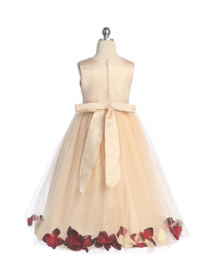 Kid's Dream - Wholesale Dress - Kids - Blush Satin Flower Petal Girls Dress with Plus Sizes