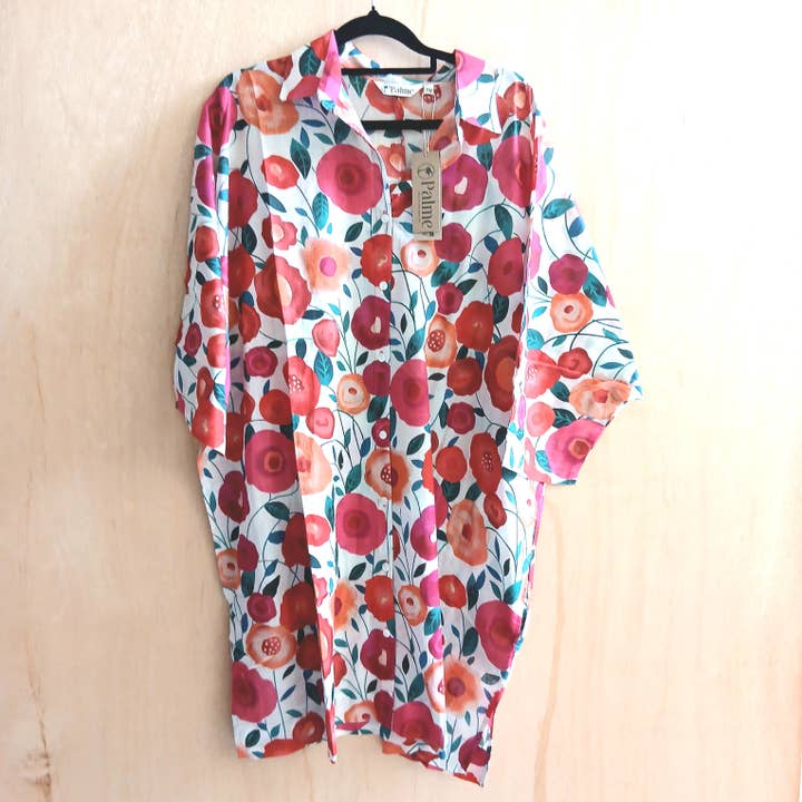 Camisa Comprida de Algodão Estampada Sardinhas 67146 por atacado de Cinnamon Creations