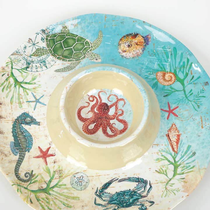 Supreme Housewares - Vente Plateaux de service - Plateau à trempette et à chips en mélamine Sea Life 34 cm4