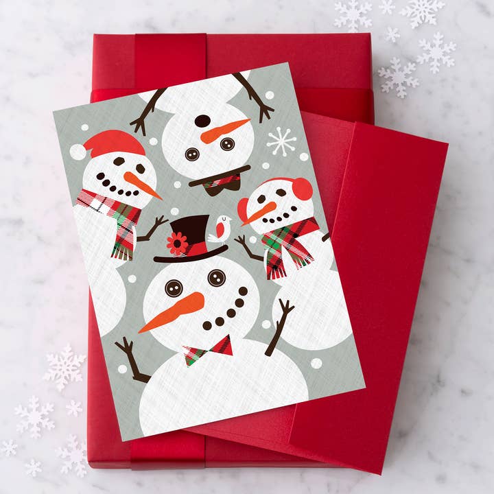 "Snowtime Snowmen" - Holiday Greeting Cards for wholesale by Design With Heart