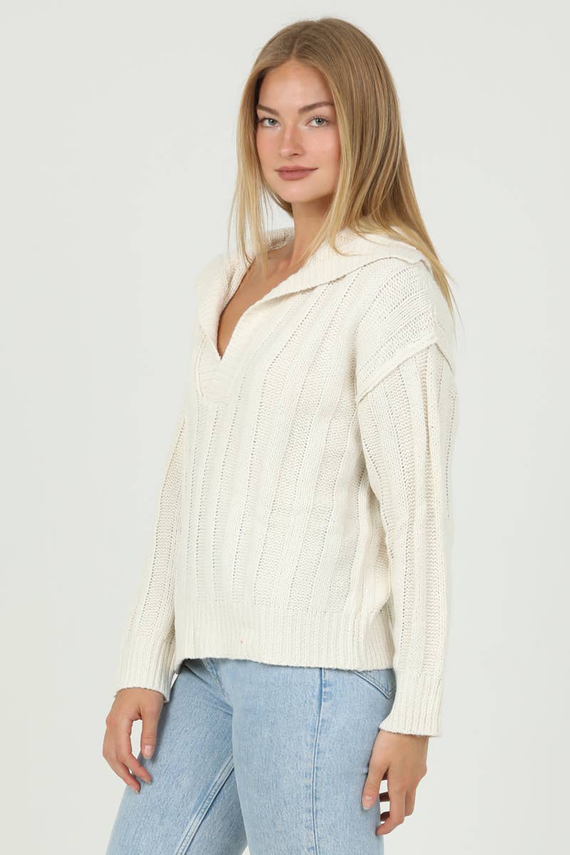 ANGIE - Vendita all'ingrosso Maglione tricot - Donna - PULLOVER CON SCOLLO A V IN MAGLIA A COSTINE XHP61-ASIS8