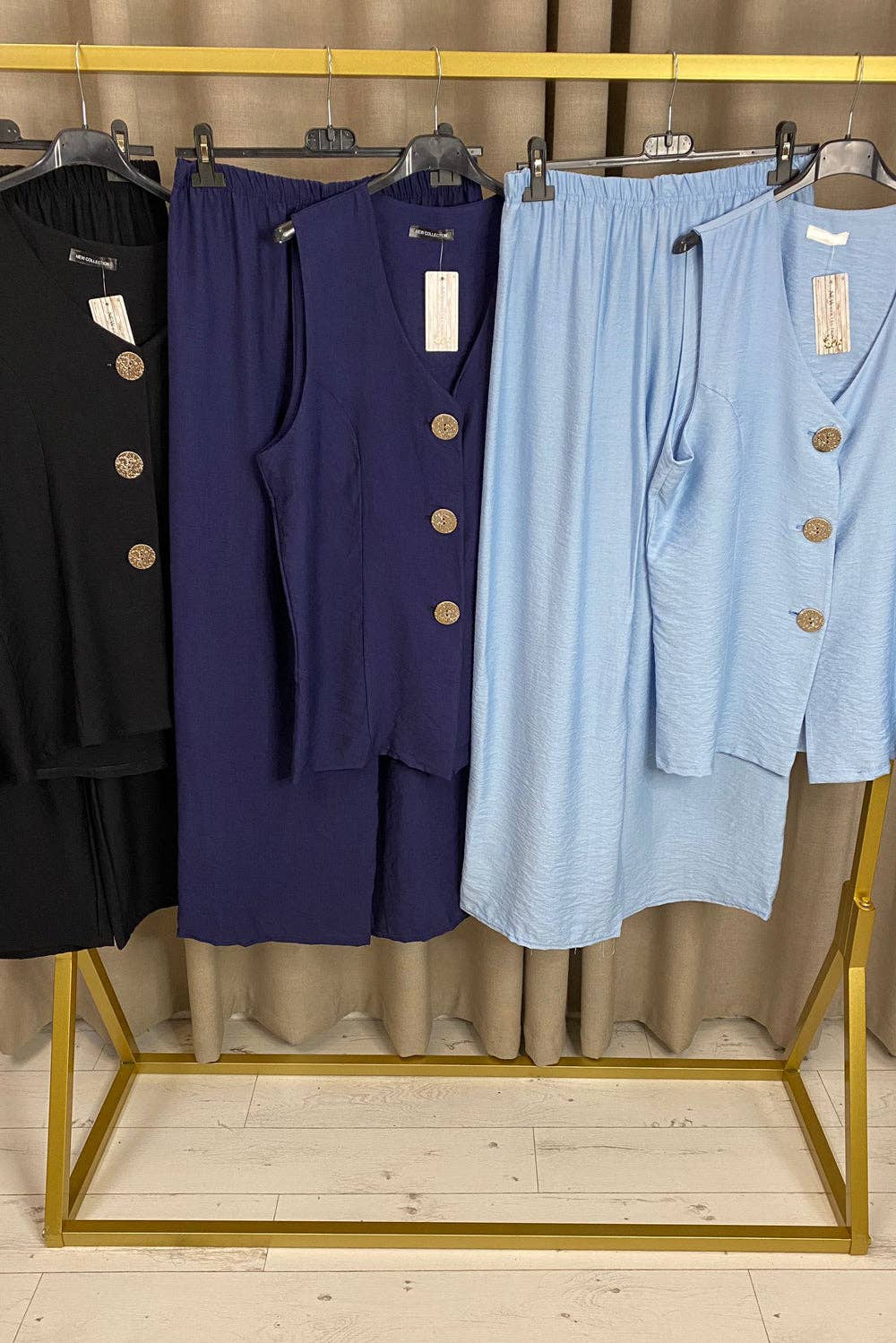 My Winners Direct – wholesale Top & pants set (NOT Loungewear) – Women's – Tanya Gold Button Detail Waistcoat and Trousers Co-Ord Set2