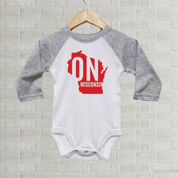 Wisconsin Badgers Baby One Piece - On Wisconsin for wholesale by Juniper & Spruce