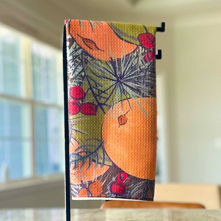 Geschirrtuch mit Zitrus- und Blumenmuster für den Großhandel von Jessica Reynolds Art