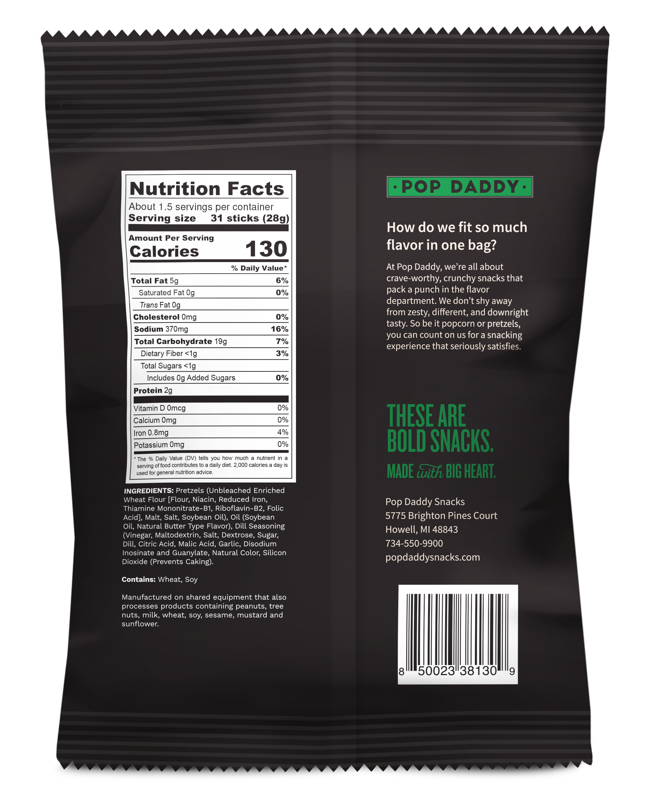 Pop Daddy Snacks - Wholesale Pretzels -  1.5oz pretzels - Dill Pickle1