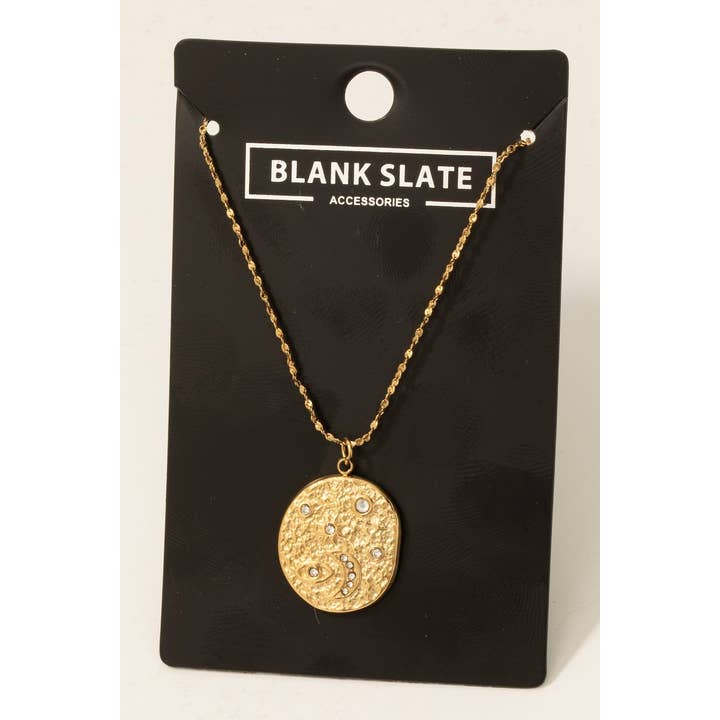 Stainless Steel Star Moon Eye Coin Pendant Necklace for wholesale by Fame Accessories