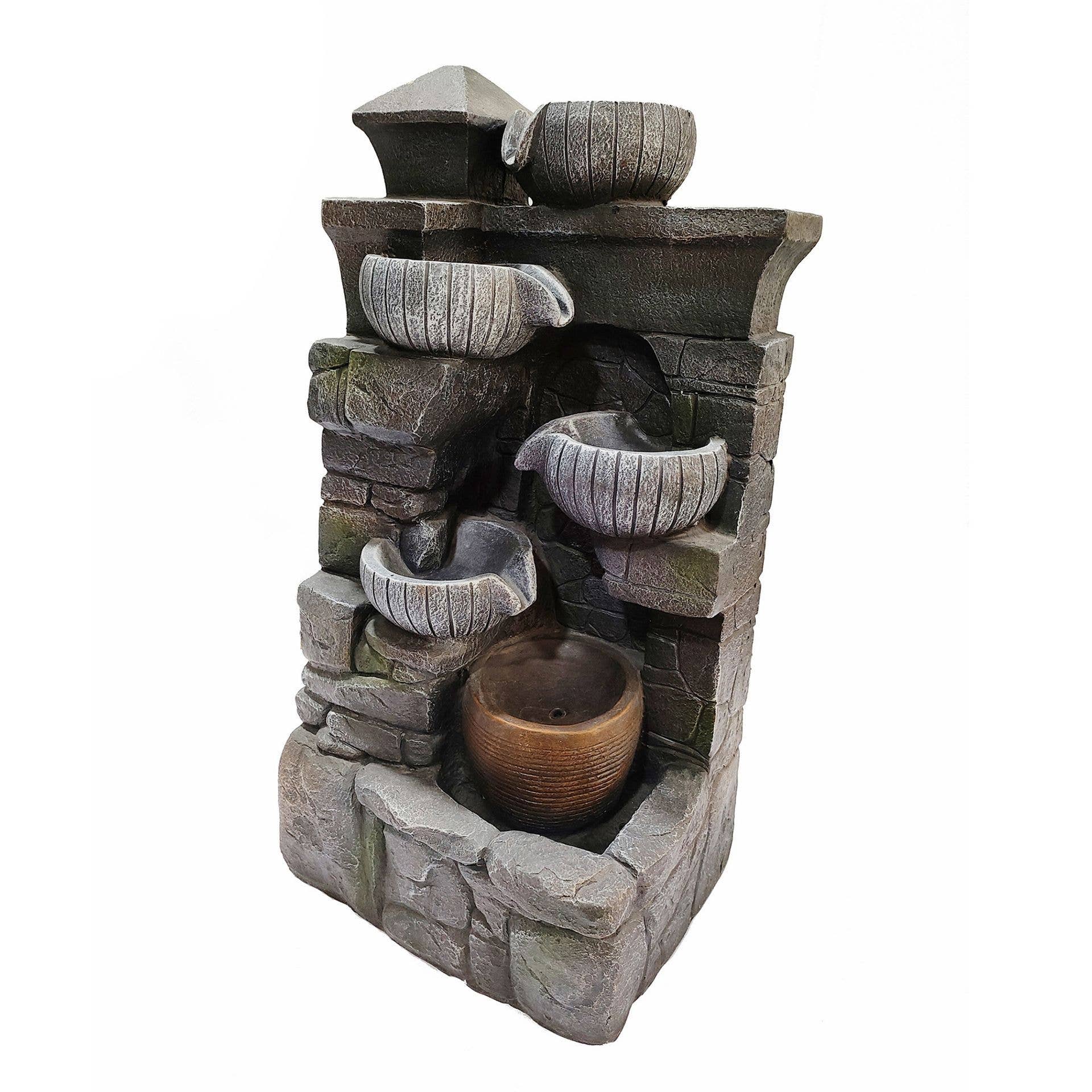 WIDDOP and Co. - Wholesale Outdoor Ornament/Decor - Country Living Water Fountain Containing 5 Pots & 1 Light1