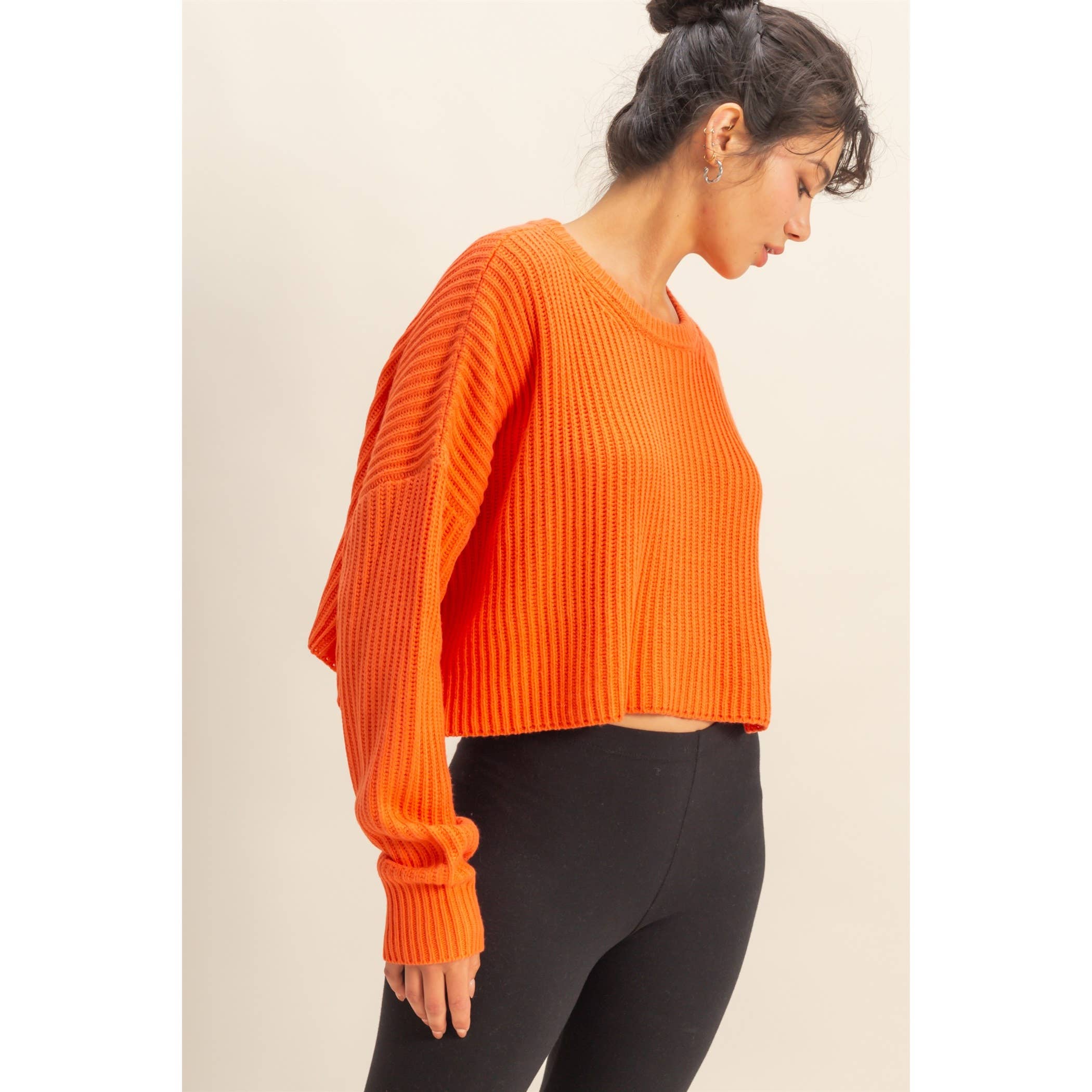 Double Zero - Wholesale Knit Sweater - Women's - Cropped Knit Sweater With Crew Neck22