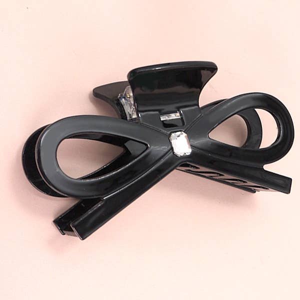 JOSSLYN by wall to wall - Wholesale Hair Clip - Women's - LARGE CUTE BOW RIBBON RHINESTONE HAIR CLAW CLIPS | 40H810