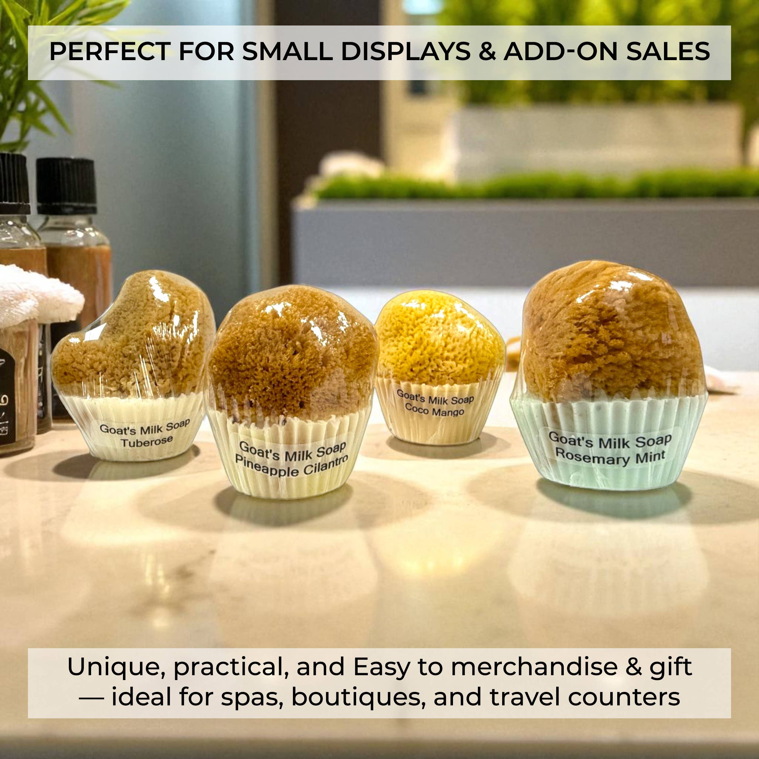 The Grecian Soap Company – Engroshandel Sæbestykke – Cupcake gedemælk naturlig sæbe med naturlig havsvamp3