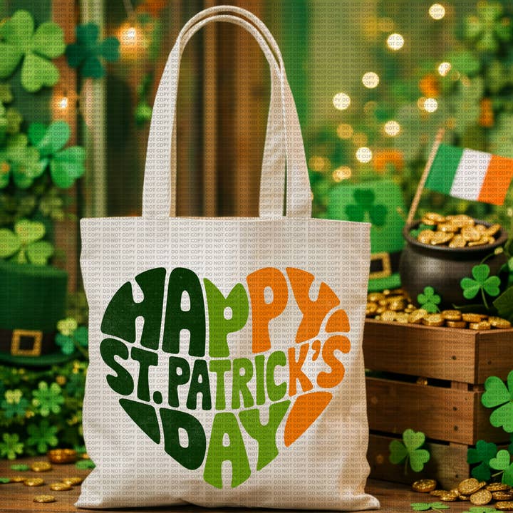 St. Patrick's Day Tote Heart St. Patty's Day Bag for wholesale by RusticPrintStudio