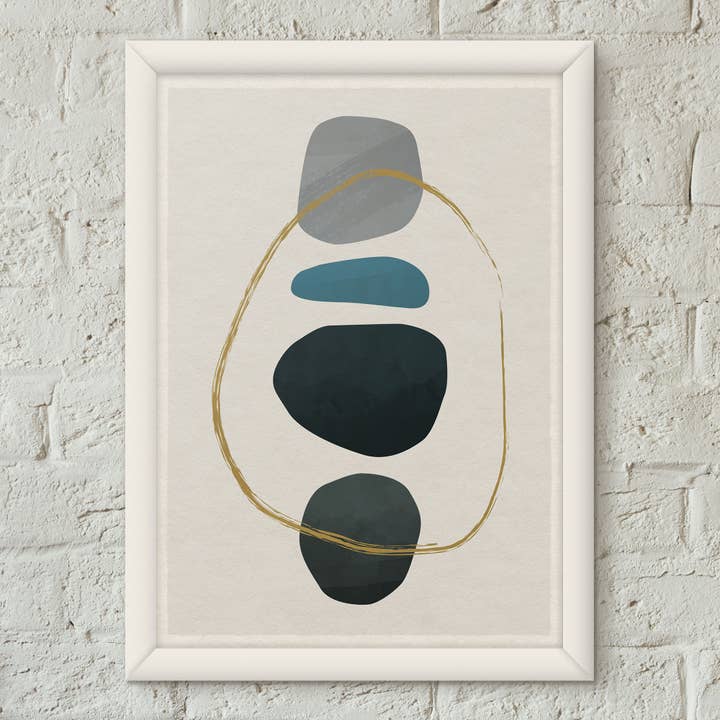 Pebbles 11 Scandi Nordic Style minimalistische kunstprint poster voor wholesale door Left Hand Prints