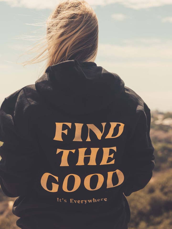 Find The Good Brand - Wholesale Hoodie - Unisex - 3 Simple Words - Embroidered Hoodie - Black