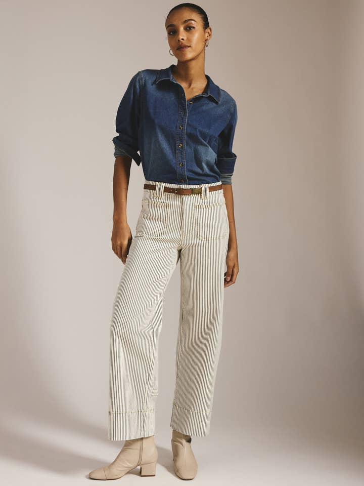 Claudia High Rise Stretch Jeans - Railroad Stripe for wholesale by Universal Standard