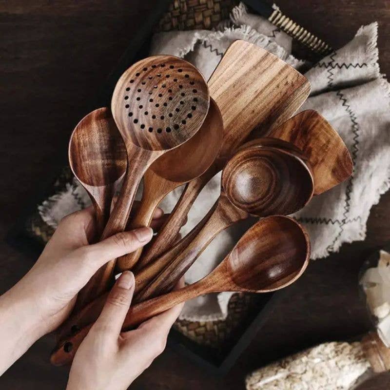 Kiyo Home - Wholesale Kitchen Utensil Set - 7-Piece Wooden Cooking Set | Kitchen Utensils | Eco Cookware8