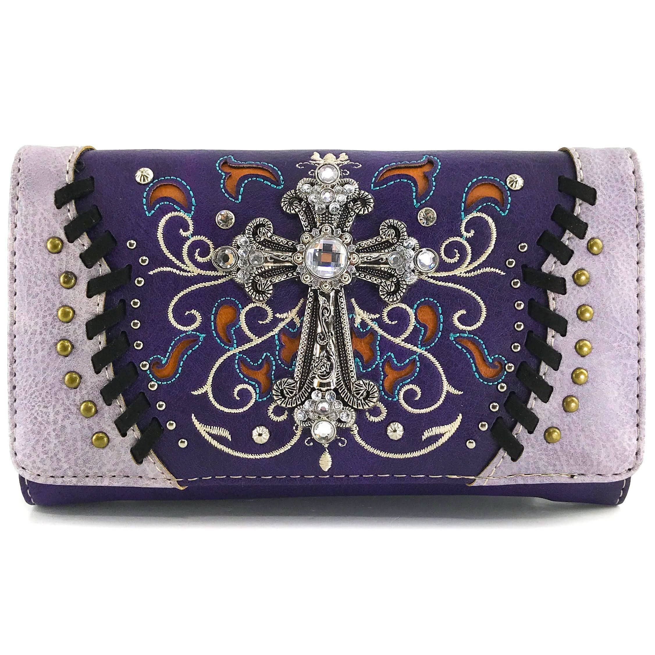Lunar Deer - Wholesale Wallet - Women's - Floral Embroidery Cross Women's Wallet Clutch5