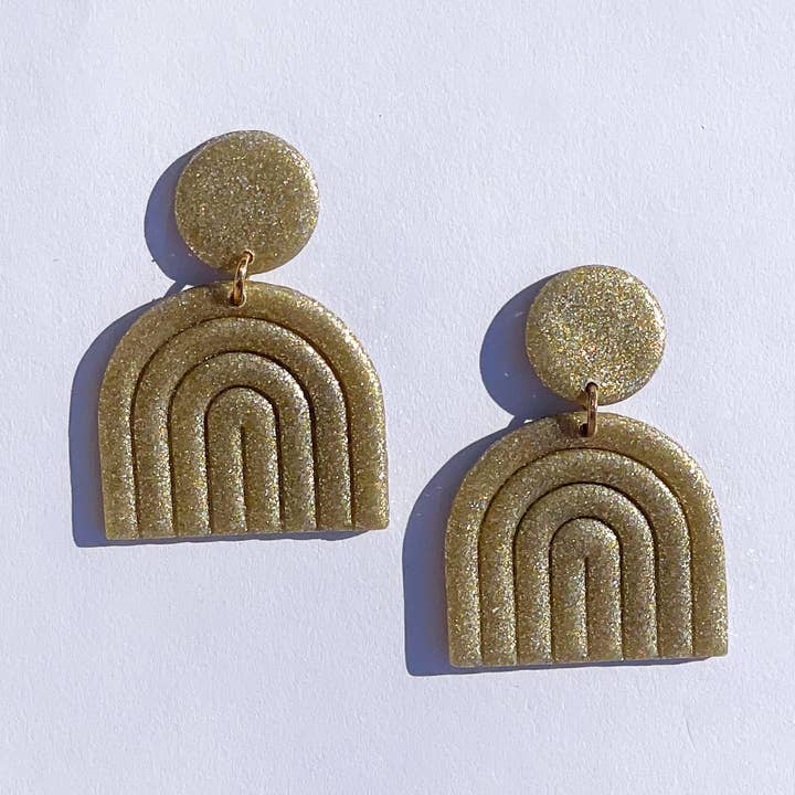 gold glitter rainbow dangles for wholesale by The Color Theory