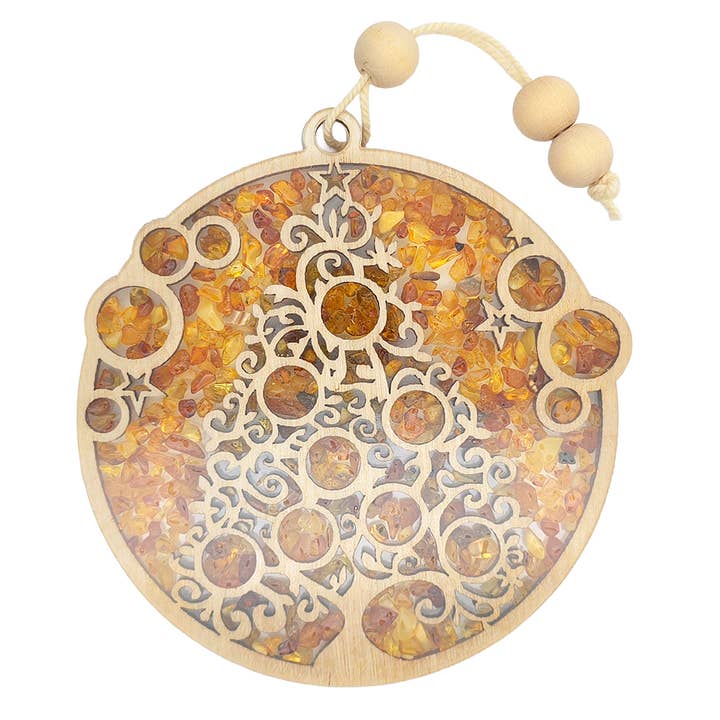 Christmas Tree Amber and Wood Christmas Ornament for wholesale by Amberman