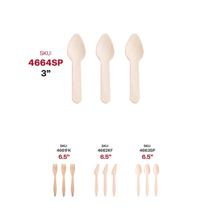 Smarty had a Party - Wholesale Disposable spoon - 3" Natural Birch Mini Dessert Spoons - 600 pcs5