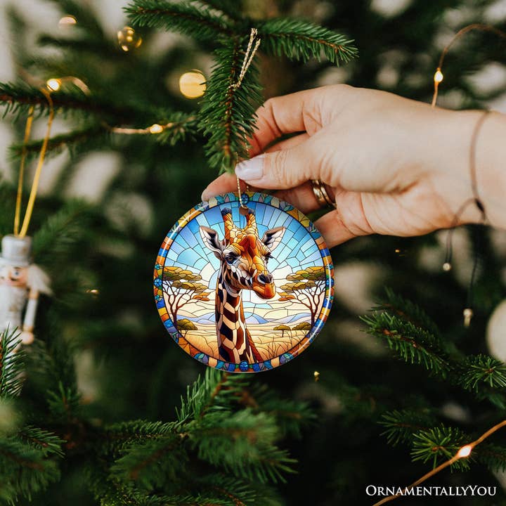 OrnamentallyYou - Wholesale Ornament - African Giraffe Stained Glass Style Ceramic Ornament4