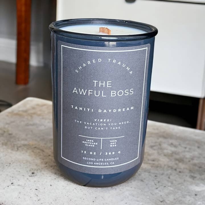 Shared Trauma: The Awful Boss Candle - 13 oz, Crackling Wood Wick for wholesale by Second Life Candles